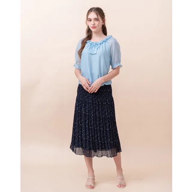 【perng yuh 芃諭名品】花甜朵朵 印花雪紡 壓褶裙(2024 AW Collection｜3C秋冬新品上市)