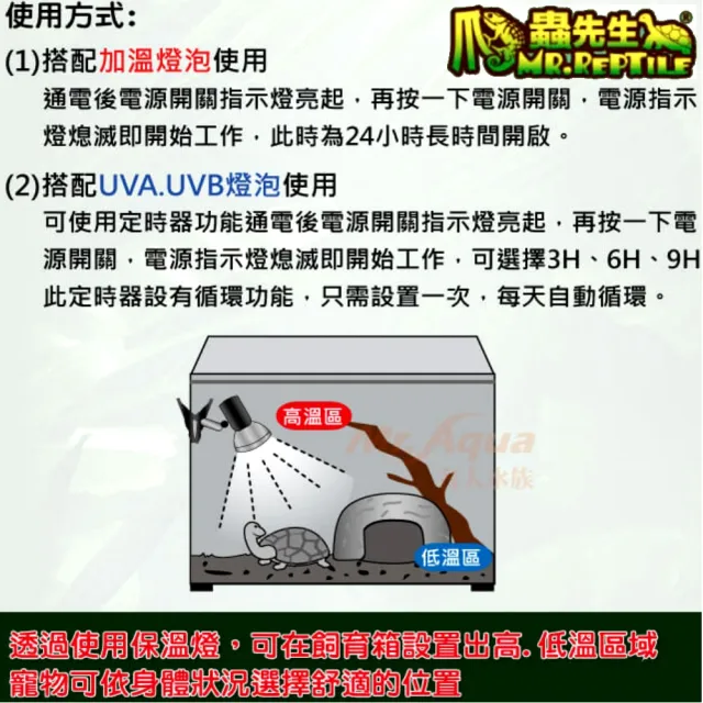【爬蟲先生】4.7吋爬蟲定時燈罩夾式/保溫照明燈罩.需另搭配燈泡使用.不含燈泡(帶有定時循環開關)