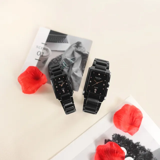 【Roven Dino 羅梵迪諾】復古方形 晶鑽閃耀 藍寶石水晶玻璃 日期 不鏽鋼手錶 鍍黑 31mm(RD66036BM)