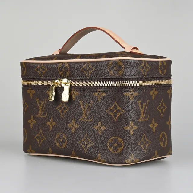 【Louis Vuitton 路易威登】LV M44495 Nice Mini經典LOGO Monogram帆布拉鍊手提化妝箱(咖啡)