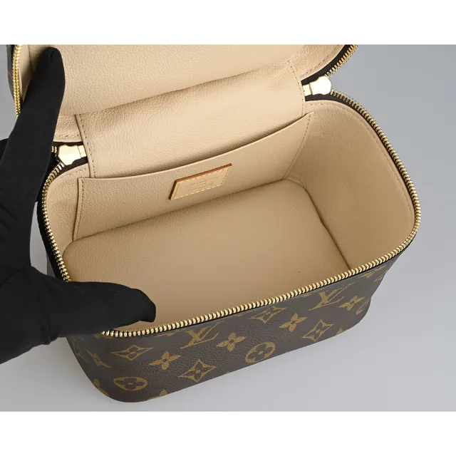 【Louis Vuitton 路易威登】LV M44495 Nice Mini經典LOGO Monogram帆布拉鍊手提化妝箱(咖啡)