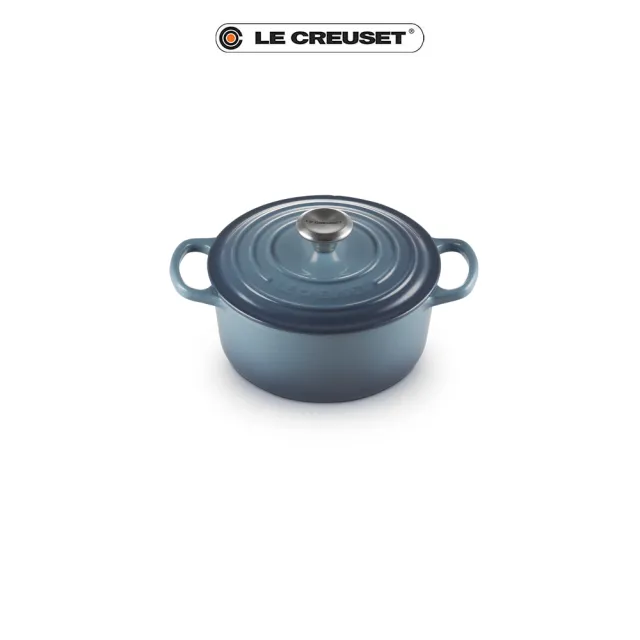 【Le Creuset】典藏琺瑯鑄鐵鍋圓鍋 18cm(水手藍-鋼頭)