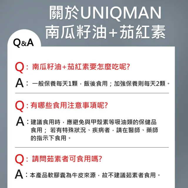 【UNIQMAN】南瓜籽油+茄紅素 軟膠囊(60粒/盒)