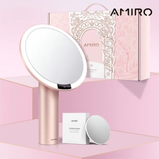 【AMIRO】Oath自動感光LED化妝鏡-綺夢花園禮盒-薄霧粉(美妝鏡 彩妝鏡 情人節禮物 禮盒 送禮)