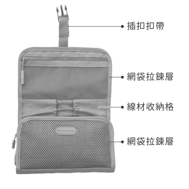【Travelon】美國 Pi扣式3C線材收納包 石墨灰 / 充電器 線材收納 行動電源 首飾收納袋 年末送禮