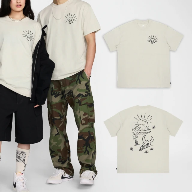 NIKE 耐吉 短袖 SB Max90 Tee 男女款 米白 黑 寬鬆 中性款 短T(FZ5282-104)