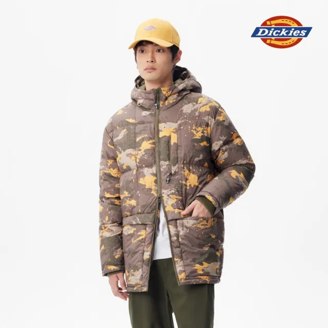 【Dickies】男款軍綠迷彩多口袋設計防風連帽休閒羽絨外套｜DK010922D87