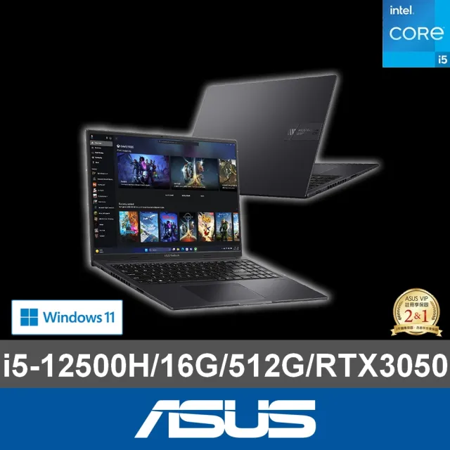 【ASUS 華碩】16吋i5 RTX3050筆電(Vivobook 16X K3605ZC/i5-12500H/16G/512G SSD/RTX3050-4G/W11)