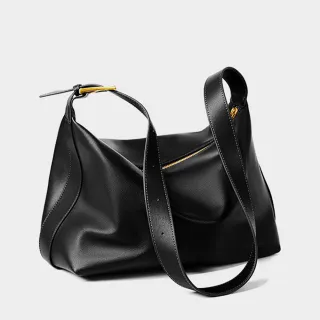 【A&L 老工匠】真皮歐美簡約復古牛皮托特流浪包斜背包(真皮包包 經典黑)