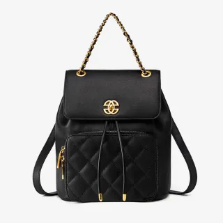 【A&L 老工匠】真皮牛皮鏈帶小香風質感時尚後背包(真皮包包 經典黑)