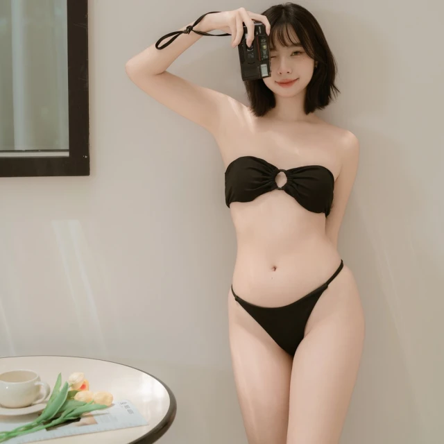 SeasonsBikiniSeasonsBikini 單售平口泳衣/單售丁字泳褲- 黑/淺棕 -334(歐美比基尼性感泳衣)