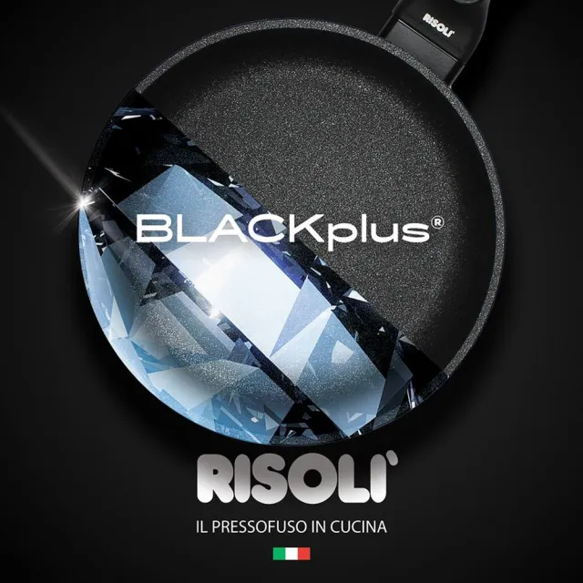 【RISOLI 里索利】黑鑽系列不沾單柄深炒鍋28cm贈鍋蓋