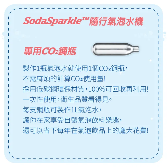 【SodaSparkle】氣泡水機專用CO2鋼瓶-96入四盒組(贈氣泡瓶)