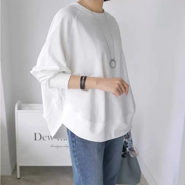 【巴黎精品】現貨+預購 T恤蝙蝠袖上衣(圓領寬鬆打底純色女裝2色a1go12)