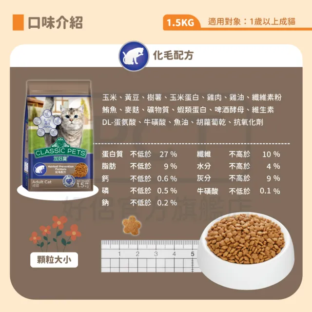 【Classic Pets 加好寶】貓乾糧-雞肉口味 1.5KG(貓飼料/成貓)