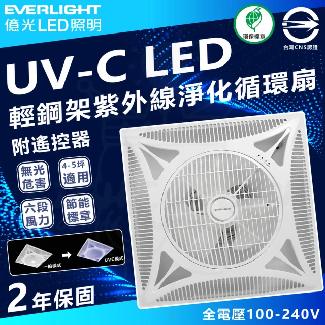 Everlight 億光 單入 UV-C 紫外線DC循環扇 風扇 輕鋼架電扇(抗UV紫外線消毒)