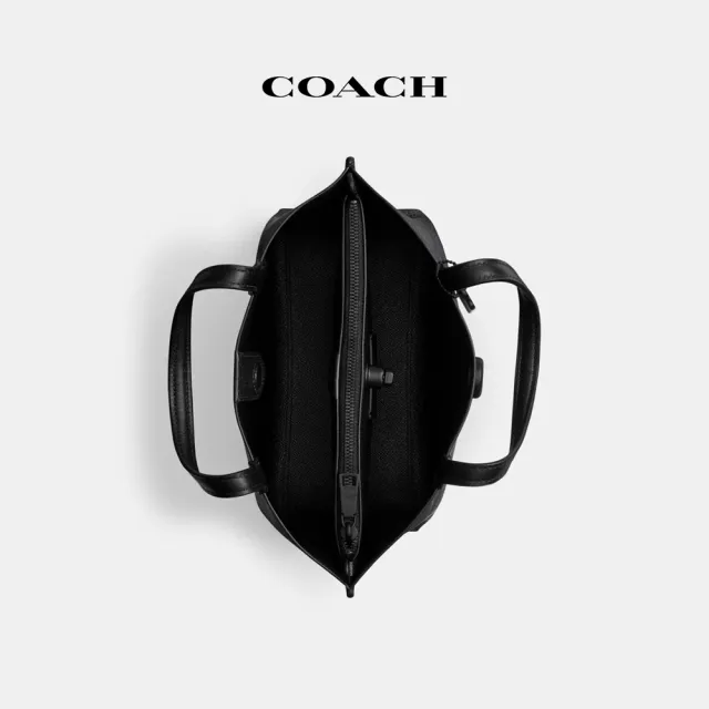 【COACH蔻馳官方直營】WILLOW 24號經典Logo托特手袋-MW/炭黑色/黑色(CQ768)