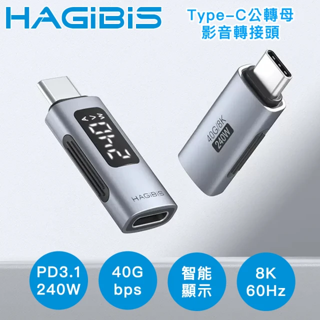 HAGiBiS海備思 Type-C公轉母 240W 8K60Hz 電壓顯示影音轉接頭