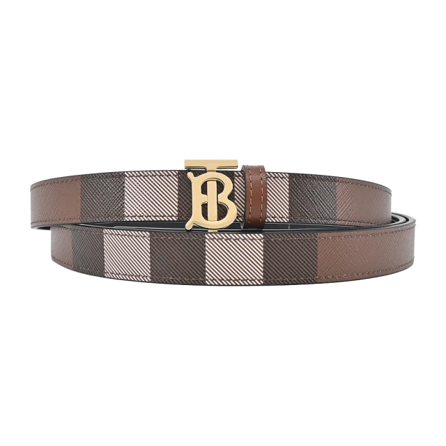 BURBERRY 巴寶莉 TB LOGO皮革雙面兩用皮帶(深樺木棕)