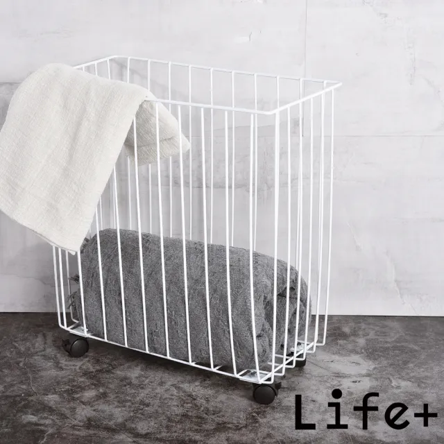 【Life+】日式極簡多功能鐵藝夾縫洗衣收納籃/收納推車/衣物收納架_2色任選(衣服收納籃 收納筐 玩具收納)