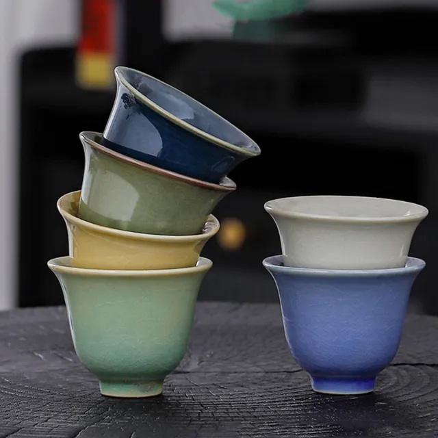 陶芸家　作家物　作者不明　鈞窯　鈞釉　馬上杯　酒器　酒盃 沐森活】鈞窯品茗茶杯6件組(茶杯茶具品茗杯喬遷送禮父親節禮) - momo