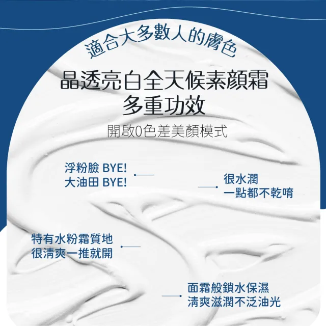 【AUS LIFE 澳思萊】晶透亮白全天候素顏霜30mlX2入(買一送一 水潤精華素顏肌 !)