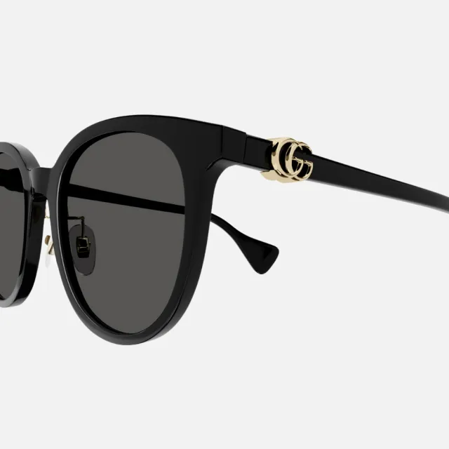 【GUCCI 古馳】圓形膠框太陽眼鏡(GG1073SK-001 雙G LOGO)