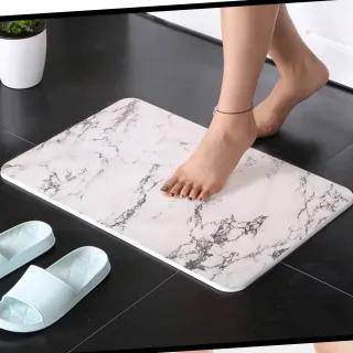 【收納王妃】台灣製造 大理石紋系列 硬式珪藻土地墊 吸水 速乾 腳踏墊 浴室地墊 2入組(約 60x39x0.9cm)