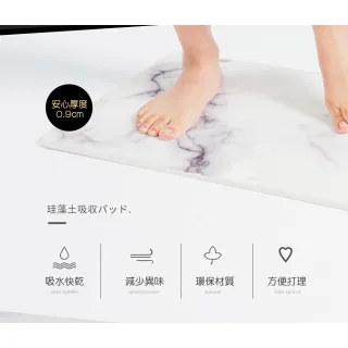 【收納王妃】台灣製造 大理石紋系列 硬式珪藻土地墊 吸水 速乾 腳踏墊 浴室地墊 2入組(約 60x39x0.9cm)