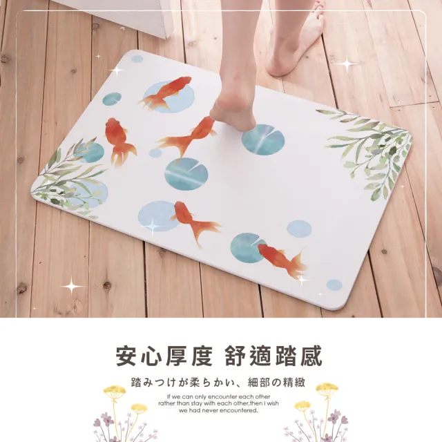 【收納王妃】台灣製造 彩繪系列 硬式珪藻土地墊 吸水 速乾 腳踏墊 浴室地墊 2入組(約 60x39x0.9 cm)