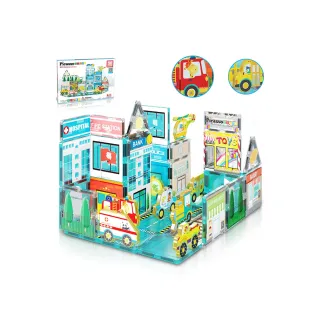 【PicassoTiles】畢卡索 PTQ13彩繪磁力片積木 城市交通組50pc