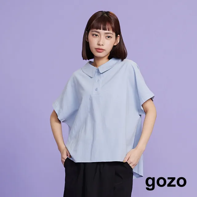 【gozo】MOMO獨家款★限量開賣 涼感天絲polo領造型上衣(兩色)