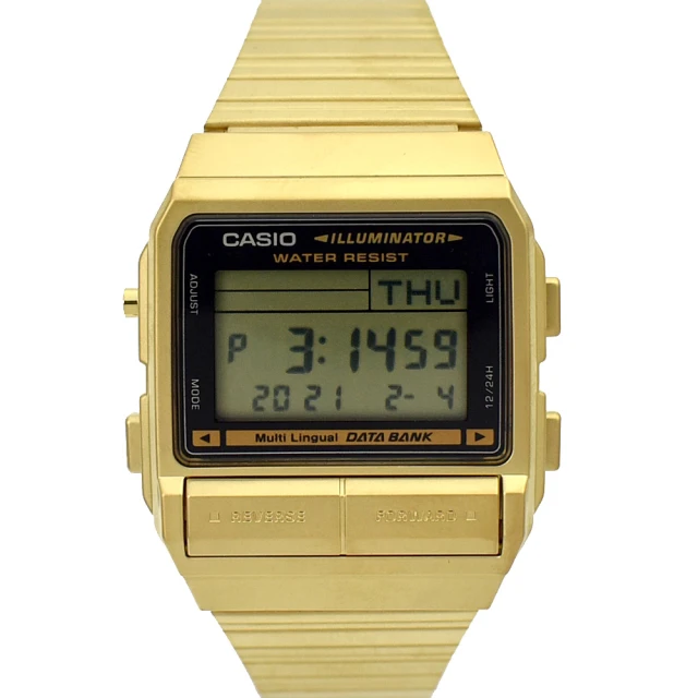 CASIO 卡西歐 CASIO手錶 街頭潮流金色不鏽鋼錶(電子錶)