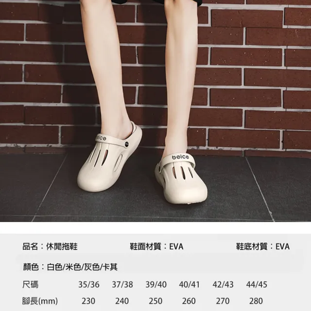 【bebehome】潮款踩屎感軟底包頭兩用洞洞鞋(水陸兩用休閒鞋/透氣涼拖鞋/沙灘鞋)