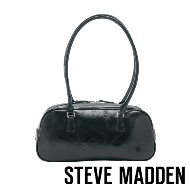 steve madden TWALICE 皮革皺紋法棍包(黑色)