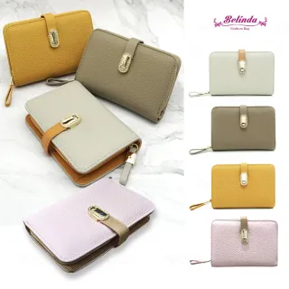 【Belinda】 洛伊珠寶扣飾多卡位頭層牛皮中夾(四色)