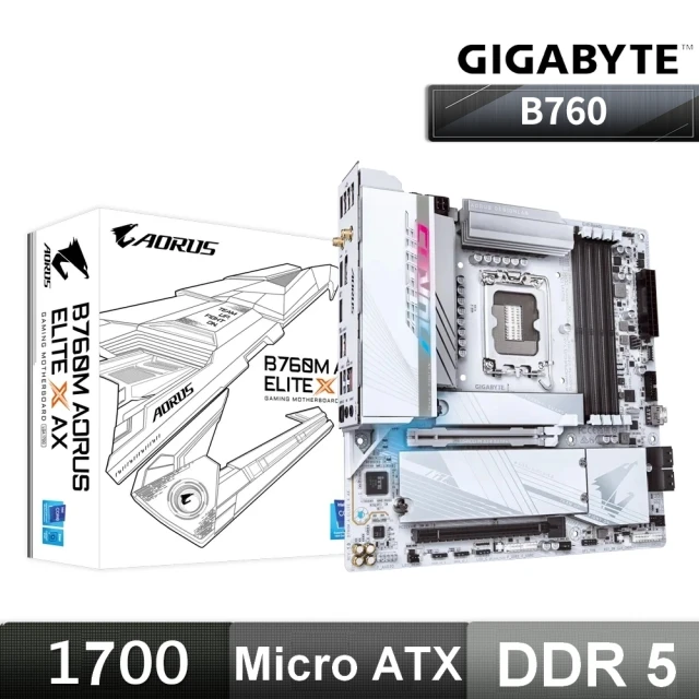 GIGABYTE 技嘉 技嘉 B760M AORUS ELITE X AX 主機板+喬思伯 D300 白(M+機殼組合)