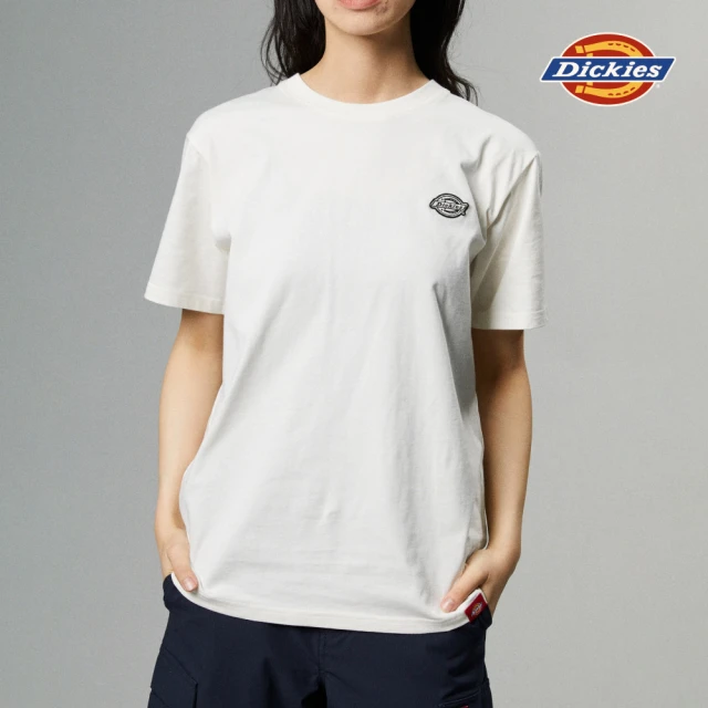 Dickies 男女款奶油色純棉胸前品牌小Logo刺繡舒適短袖T恤｜DK0A87MFC10