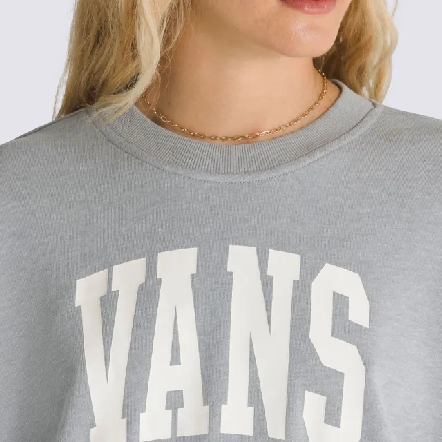 【VANS 官方旗艦】Stadium Loose Crew 女款淺灰色長袖大學T