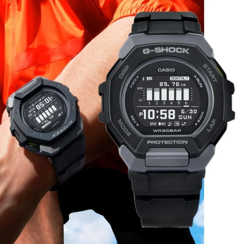 【CASIO 卡西歐】G-SHOCK 自然色調  跑步訓練 時尚黑 舒適運動手錶(GBD-300-1)