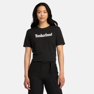 【Timberland】女款黑色LOGO休閒短袖T恤(A6AZP001)