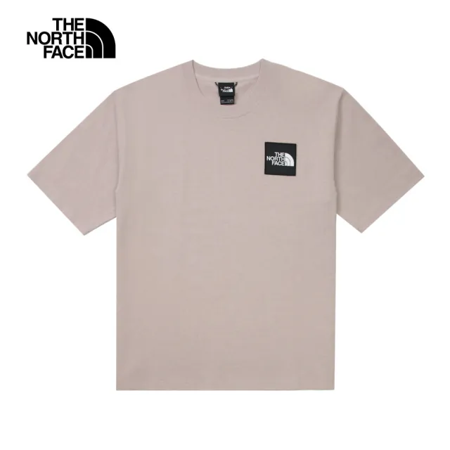 【The North Face 官方旗艦】北面UE男款灰色標籤品牌LOGO短袖T恤｜83QJ1OA(上衣/LOGO)