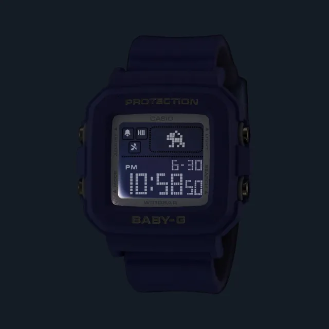 【CASIO 卡西歐】PLUS系列錶殼吊飾套組Y2K風格爆款腕錶 紫 39mm(BGD-10K-6)