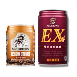 【伯朗咖啡】曼特寧風味咖啡240mlx24入/箱 + EX雙倍濃烈咖啡330mlx24入/箱(共48入-有糖)(TQF微笑標章)