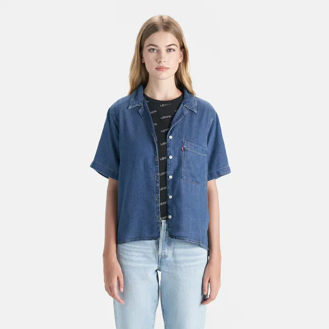 【LEVIS 官方旗艦】女款 短袖牛仔襯衫 / 莫代爾輕磅丹寧 人氣新品 A7175-0006