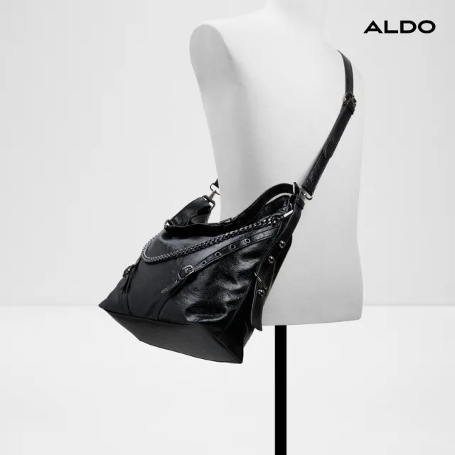 【ALDO】FARALIA-極簡皺褶感設計托特包(黑色)