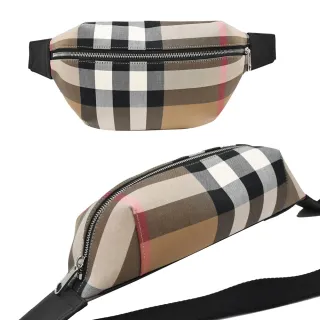 【BURBERRY 巴寶莉】格紋棉布胸包腰包單肩包