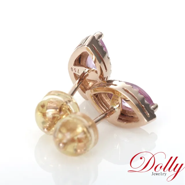 【DOLLY】14K金 天然粉紅藍寶石玫瑰金鑽石耳環 高級訂製珠寶 奢華質感 浪漫送禮