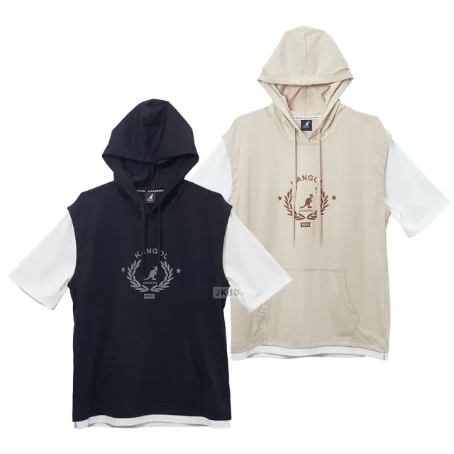 【KANGOL】袋鼠 桂冠假兩件短T 64258072