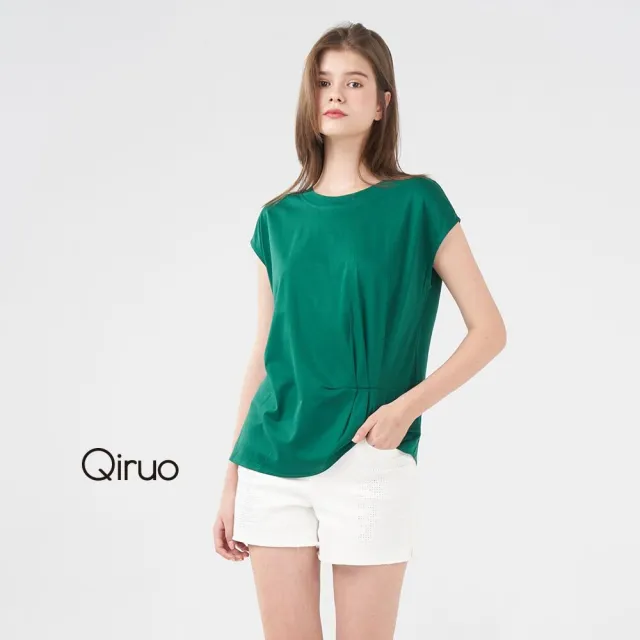 【Qiruo 奇若名品】水鑽閃亮精緻裝飾 顯出高挑白色超短褲1221C